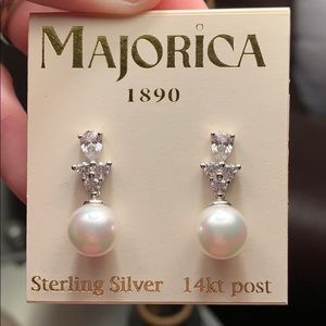 Majorica Pearl and Crystal Drop Earrings